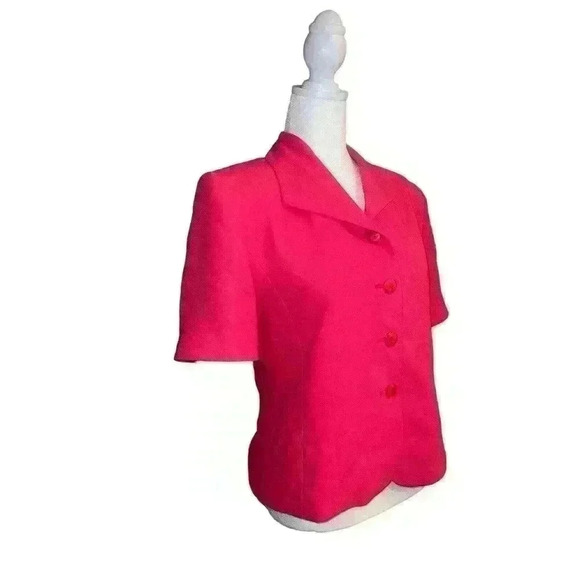 VINTAGE PENDLETON Wool MADE IN USA Jacket Blazer Pink Preppy Short Sleeves Sz 4 - Picture 2 of 7
